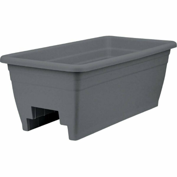 Parche 24 in. Deck Rail Plastic Box Planter, Warm Gray PA2773416